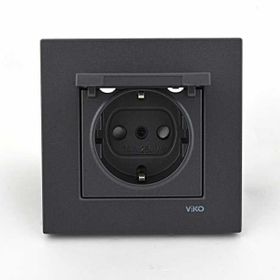 Viko 92605412 Novella Füme Kapaklı Topraklı Priz