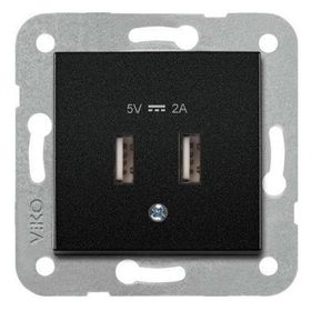 Viko 92605509 Artline Novella Siyah USB Şarj Prizi 5V 2A Çerçevesiz Duvar Anahtarı