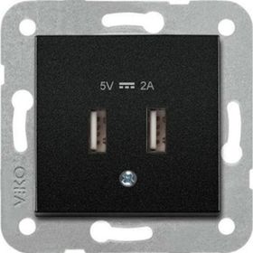 Viko 92605509 Artline Novella Siyah USB Şarj Prizi 5V 2A Çerçevesiz Duvar Anahtarı