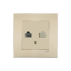 Viko Artline Novella Bronz Tekli Nümeris Cat 3 Çerçeveli Telefon Prizi