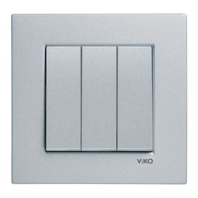 Viko Artline Novella Çerçeveli Gümüş 3'lü Anahtar