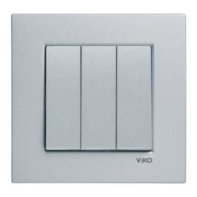 Viko Artline Novella Çerçeveli Gümüş 3'lü Anahtar