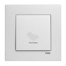 Viko Artline Novella Çerçeveli Metalik Beyaz Işıklı Anahtar