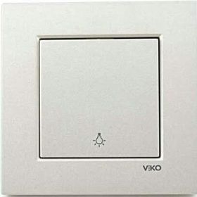 Viko Artline Novella Çerçeveli Metalik Beyaz Light Yaylı Anahtar