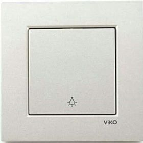 Viko Artline Novella Çerçeveli Metalik Beyaz Light Yaylı Anahtar