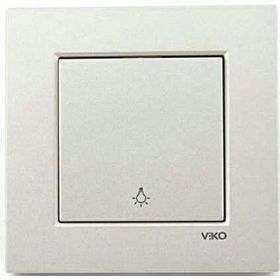 Viko Artline Novella Çerçeveli Metalik Beyaz Light Yaylı Anahtar