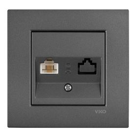 Viko Artline Novella Füme Tekli Data Cat 6 Çerçeveli İnternet Prizi