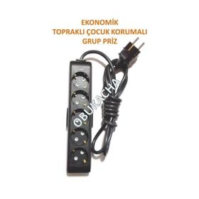 Viko Ekonomik 5 m Siyah 4'lü Topraklı Çocuk Korumalı Grup Priz Kablo