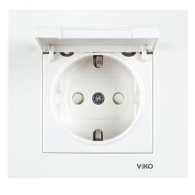 Viko Karre 55 Beyaz C1 Mekanizma Çarpma Karşıtı Kapaklı Topraklı Priz
