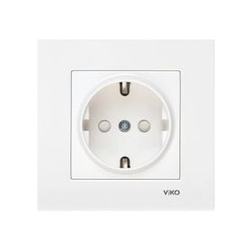 Viko Karre 90967042 Beyaz Çerçevesiz Çocuk Korumalı Topraklı Priz