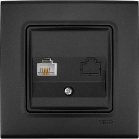 Viko Linnera Life Gece Siyahı Tekli Nümeris Cat 3 Çerçeveli Telefon Prizi