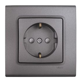 Viko Linnera Life Granit Grisi Çocuk Korumalı Çerçeveli Topraklı Priz