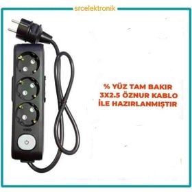 Viko Multi-Let 3'lü 3x2.5 25 m Öznur Kablo Tam Bakır Anahtarlı Topraklı Çocuk Korumalı Uzatma Grup Priz