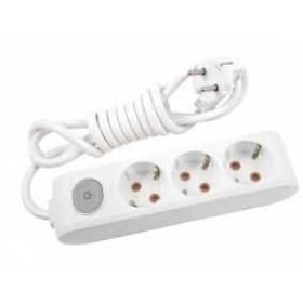 Viko Multi-let 3'lü Anahtarlı Topraklı Çocuk Korumalı 1 Metre Beyaz Grup Priz