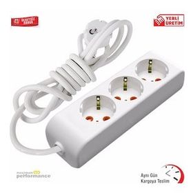 Viko Multi-let 3'lü Anahtarlı Topraklı Çocuk Korumalı 1 Metre Beyaz Grup Priz
