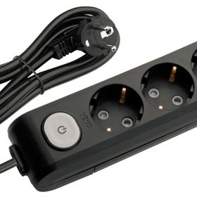 Viko Multi-let 3'lü Anahtarlı Topraklı Çocuk Korumalı 2 Metre Siyah Grup Priz