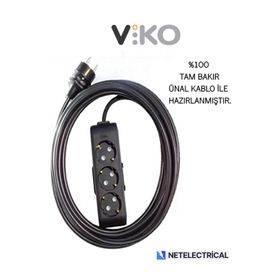 Viko Multi-let 3'lü Topraklı 1 Metre Kablolu Çocuk Korumalı Priz