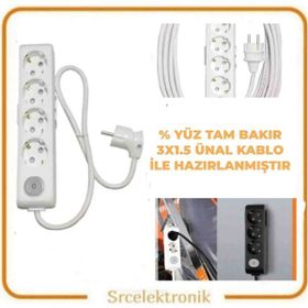 Viko Multi-Let 4'lü 3x1.5 35 m Ünal Kablo Anahtarlı Topraklı Çocuk Korumalı Uzatma