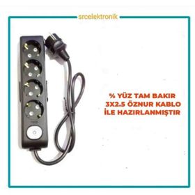 Viko Multi-Let 4'lü 3x2.5 8 m Öznur Kablo Tam Bakır Anahtarlı Topraklı Çocuk Korumalı Uzatma Grup Priz