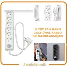 Viko Multi-Let 6'lı 3x1.5 8 m Anahtarlı Topraklı Çocuk Korumalı Uzatma