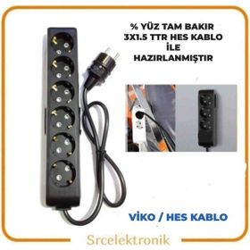 Viko Multi-Let 6'lı 3x1.5 9 m Hes Kablo Tam Bakır Topraklı Çocuk Korumalı Uzatma