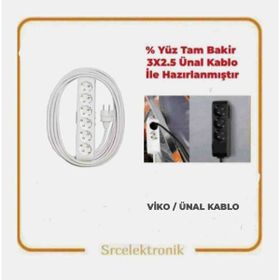 Viko Multi-Let 6'lı 3x2.5 20 m Ünal Kablo Topraklı Çocuk Korumalı Uzatma