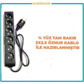 Viko Multi-Let 6'lı 3x2.5 3 m Öznur Kablo Tam Bakır Topraklı Çocuk Korumalı Uzatma Grup Priz
