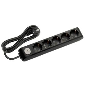 Viko Multi Let Anahtarlı Topraklı Siyah 2 m 5'li Priz