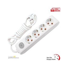 Viko Multi-Let Dörtlü Grup Anahtarlı Topraklı Kablolu Çocuk Korumalı 5 mt 90117405 Priz