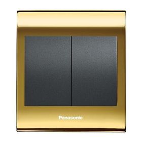 Viko Panasonic Thea Blu 2'li Gold Dore Kapak Füme Anahtar Çerçeve