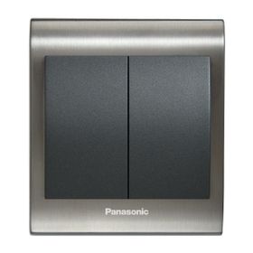 Viko Panasonic Thea Blu 2'li Inox Beyaz Kapak Füme Anahtar Çerçeve