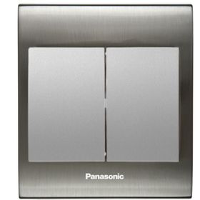 Viko Panasonic Thea Blu 2'li Inox Beyaz Kapak Metalik Beyaz Anahtar Çerçeve