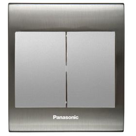 Viko Panasonic Thea Blu 2'li Inox Beyaz Kapak Metalik Beyaz Anahtar Çerçeve
