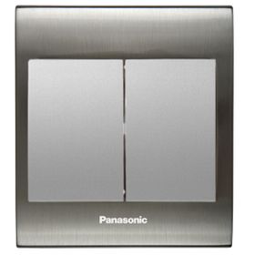 Viko Panasonic Thea Blu 2'li Inox Beyaz Kapak Metalik Beyaz Anahtar Çerçeve