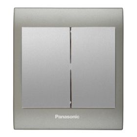 Viko Panasonic Thea Blu 2'li Inox Matt Dore Kapak Metalik Beyaz Anahtar Çerçeve