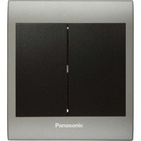 Viko Panasonic Thea Blu 2'li Inox Matt Dore Kapak Siyah Anahtar Çerçeve