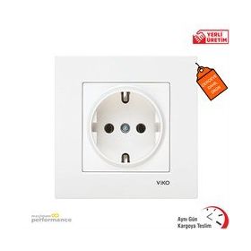 Viko VİKO0013 Karre Topraklı Priz Beyaz + Çerçeve