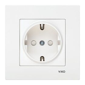 Viko VİKO0017 Karre Kapaklı Çocuk Korumalı Topraklı Priz Beyaz + Çerçeve