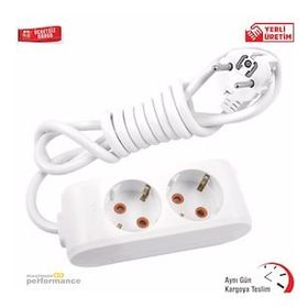 Viko VİKO0077 2 m Topraklı Çocuk Korumalı Multi-Let İkili 2 Li Grup Priz