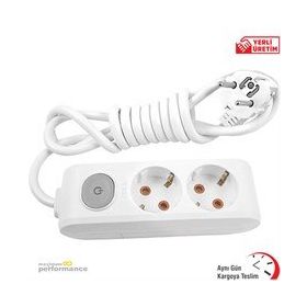 Viko VİKO0084 3 m Multi-Let İkili Anahtarlı Topraklı Grup Priz