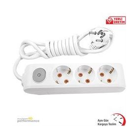 Viko VİKO0104 3 m Multi-Let Üçlü 3 Lü Anahtarlı Topraklı Grup Priz