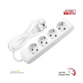 Viko VİKO0110 1 m Topraklı Çocuk Korumalı Multi-Let Dörtlü Grup Priz