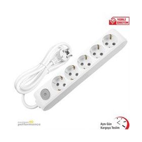 Viko VİKO0146 5 m Multi-Let Beşli Anahtarlı Topraklı Grup Priz