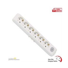 Viko VİKO0158 Multi-Let Altılı Anahtarlı Topraklı Klemensli Grup Priz