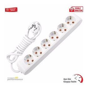 Viko VİKO0162 2 m Multi-Let Altılı Anahtarlı Topraklı Grup Priz