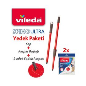 Vileda Spino Ultra Yedek Sap + Başlık + 2 Adet Yedek Paspas Paketi