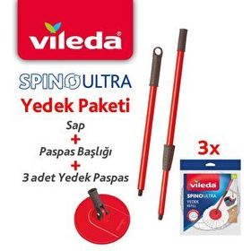 Vileda Spino Ultra Yedek Sap + Başlık Paketi + 3 Adet Yedek Paspas