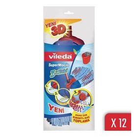 Vileda Supermocio 12'li Paket Mikrofiber Eko Yedek Paspas