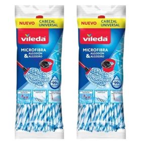 Vileda Supermocio 2'li Paket Pamuk ve Mikrofiber Dokulu Yedek Paspas