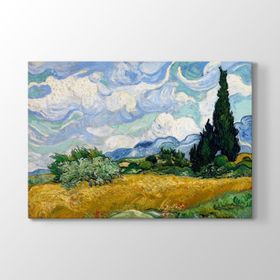 Vincent Van Gogh - Selvi Ağaçlı Buğday Tarlası Tablosu